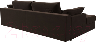 Диван угловой Лига Диванов Пекин левый (микровельвет коричневый)