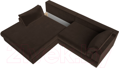 Диван угловой Лига Диванов Пекин левый (микровельвет коричневый)