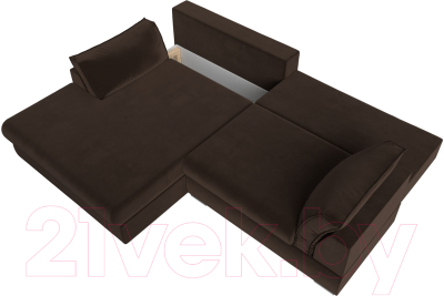 Диван угловой Лига Диванов Пекин левый (микровельвет коричневый)