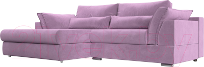Диван угловой Лига Диванов Пекин левый (микровельвет сиреневый) - фото
