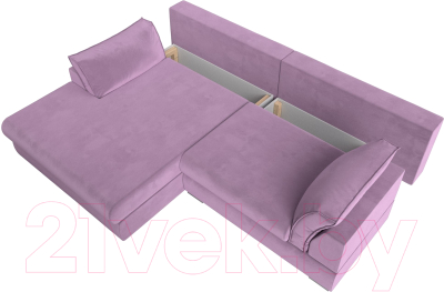 Диван угловой Лига Диванов Пекин левый (микровельвет сиреневый)