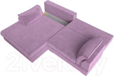 Диван угловой Лига Диванов Пекин левый (микровельвет сиреневый)