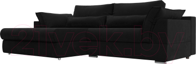 Диван угловой Лига Диванов Пекин левый (микровельвет черный) - фото
