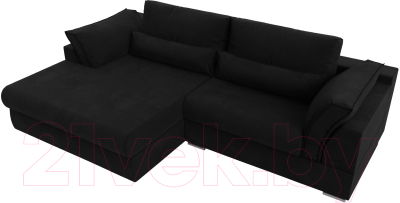 Диван угловой Лига Диванов Пекин левый (микровельвет черный)