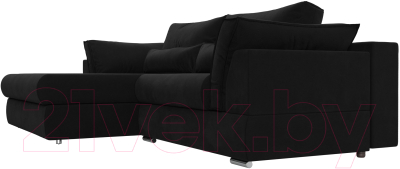 Диван угловой Лига Диванов Пекин левый (микровельвет черный)