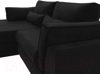 Диван угловой Лига Диванов Пекин левый (микровельвет черный)