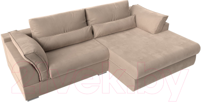 Диван угловой Лига Диванов Пекин правый (велюр бежевый)