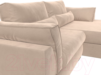 Диван угловой Лига Диванов Пекин правый (велюр бежевый)