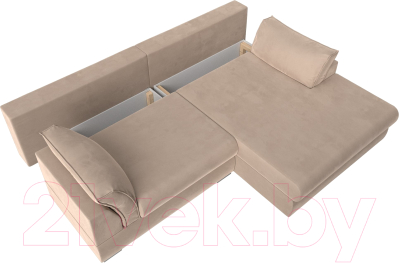 Диван угловой Лига Диванов Пекин правый (велюр бежевый)