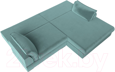 Диван угловой Лига Диванов Пекин правый (велюр бирюзовый)