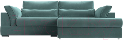 Диван угловой Лига Диванов Пекин правый (велюр бирюзовый)