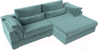 Диван угловой Лига Диванов Пекин правый (велюр бирюзовый)