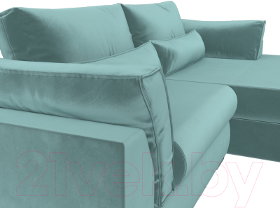 Диван угловой Лига Диванов Пекин правый (велюр бирюзовый)