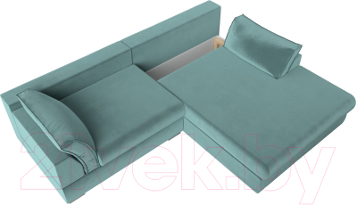 Диван угловой Лига Диванов Пекин правый (велюр бирюзовый)