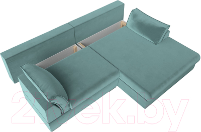 Диван угловой Лига Диванов Пекин правый (велюр бирюзовый)