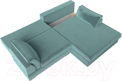 Диван угловой Лига Диванов Пекин правый (велюр бирюзовый)