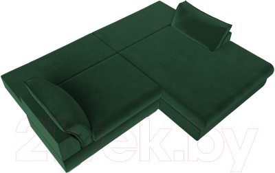 Диван угловой Лига Диванов Пекин правый (велюр зеленый)