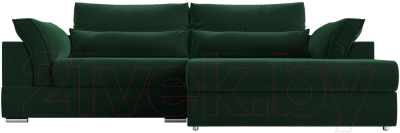 Диван угловой Лига Диванов Пекин правый (велюр зеленый)