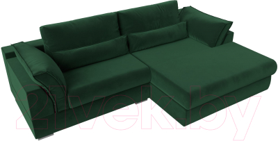 Диван угловой Лига Диванов Пекин правый (велюр зеленый)