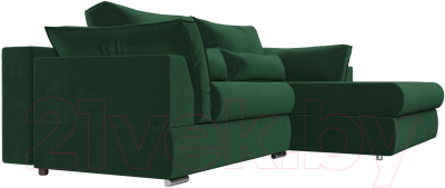 Диван угловой Лига Диванов Пекин правый (велюр зеленый)