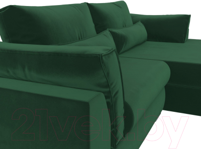 Диван угловой Лига Диванов Пекин правый (велюр зеленый)