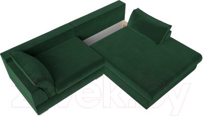 Диван угловой Лига Диванов Пекин правый (велюр зеленый)