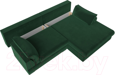 Диван угловой Лига Диванов Пекин правый (велюр зеленый)