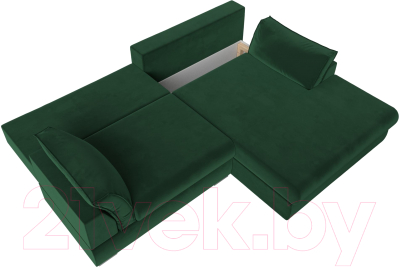 Диван угловой Лига Диванов Пекин правый (велюр зеленый)