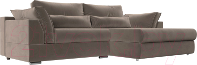 Диван угловой Лига Диванов Пекин правый (велюр коричневый) - фото