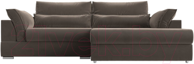 Диван угловой Лига Диванов Пекин правый (велюр коричневый)