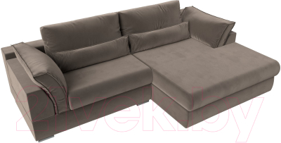 Диван угловой Лига Диванов Пекин правый (велюр коричневый)