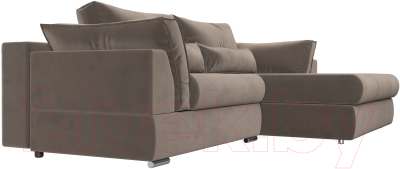 Диван угловой Лига Диванов Пекин правый (велюр коричневый)