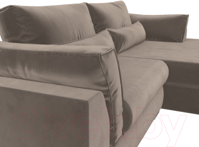 Диван угловой Лига Диванов Пекин правый (велюр коричневый)