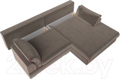 Диван угловой Лига Диванов Пекин правый (велюр коричневый)