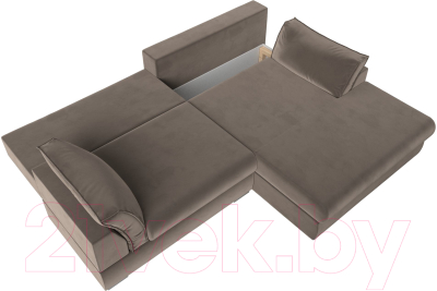 Диван угловой Лига Диванов Пекин правый (велюр коричневый)