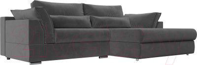 Диван угловой Лига Диванов Пекин правый (велюр серый) - фото