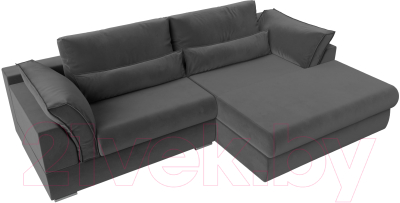 Диван угловой Лига Диванов Пекин правый (велюр серый)