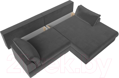Диван угловой Лига Диванов Пекин правый (велюр серый)