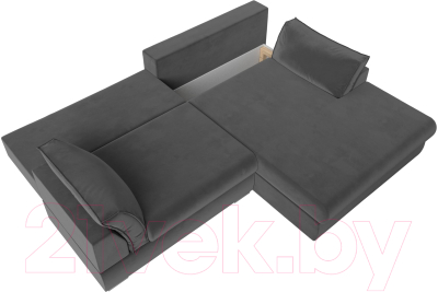 Диван угловой Лига Диванов Пекин правый (велюр серый)