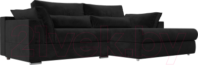 Диван угловой Лига Диванов Пекин правый (велюр черный) - фото
