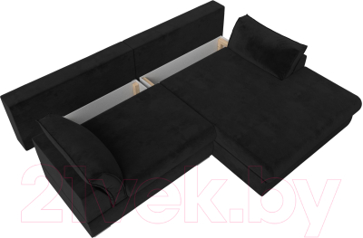 Диван угловой Лига Диванов Пекин правый (велюр черный)
