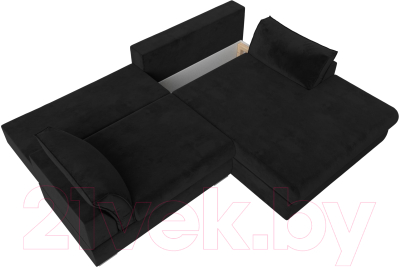 Диван угловой Лига Диванов Пекин правый (велюр черный)