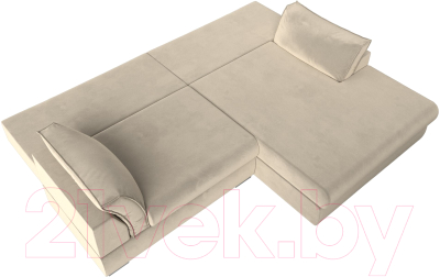 Диван угловой Лига Диванов Пекин правый (микровельвет бежевый)