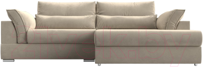 Диван угловой Лига Диванов Пекин правый (микровельвет бежевый)