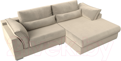 Диван угловой Лига Диванов Пекин правый (микровельвет бежевый)