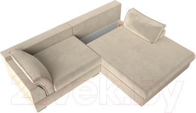 Диван угловой Лига Диванов Пекин правый (микровельвет бежевый)