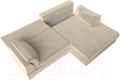 Диван угловой Лига Диванов Пекин правый (микровельвет бежевый)