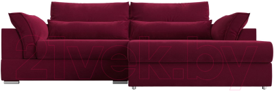 Диван угловой Лига Диванов Пекин правый (микровельвет бордовый)