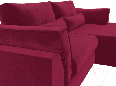 Диван угловой Лига Диванов Пекин правый (микровельвет бордовый)