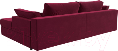 Диван угловой Лига Диванов Пекин правый (микровельвет бордовый)